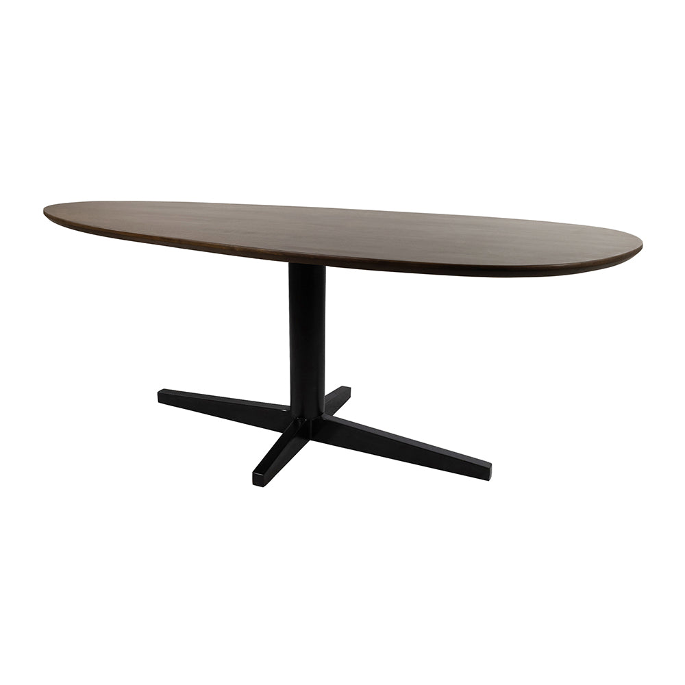 Taurus eetkamertafel 190, organisch, poot Black, Mango Brown Walnut