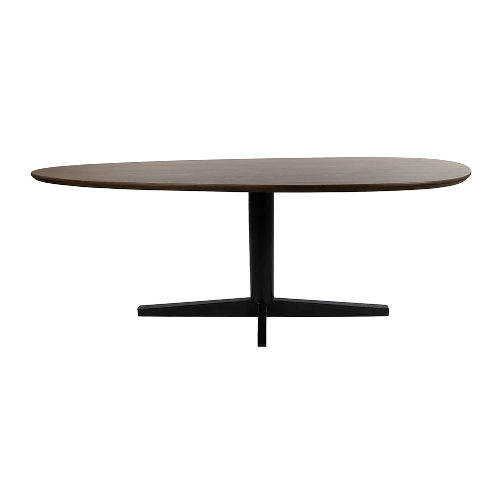 Taurus eetkamertafel 190, organisch, poot Black, Mango Brown Walnut