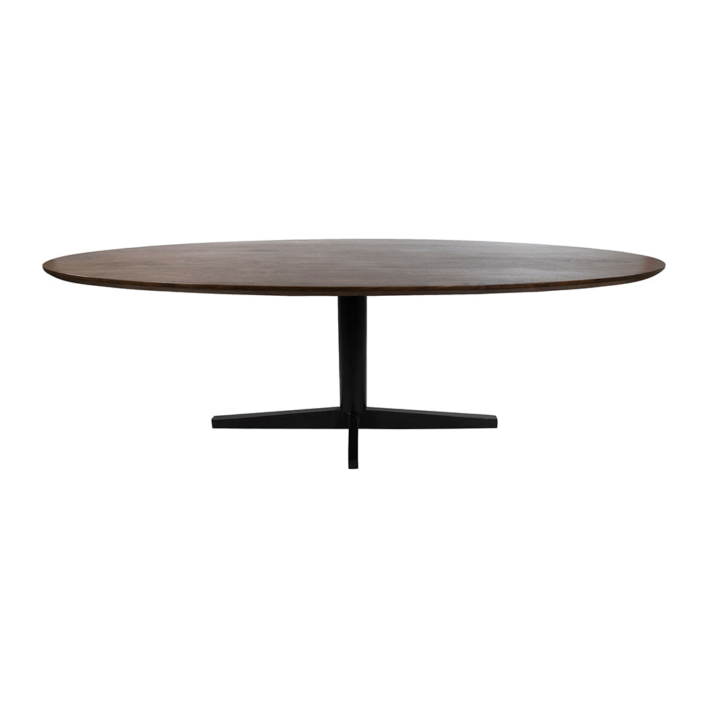 Scorpio eetkamertafel 220, ovaal, poot Black, Mango Brown Walnut