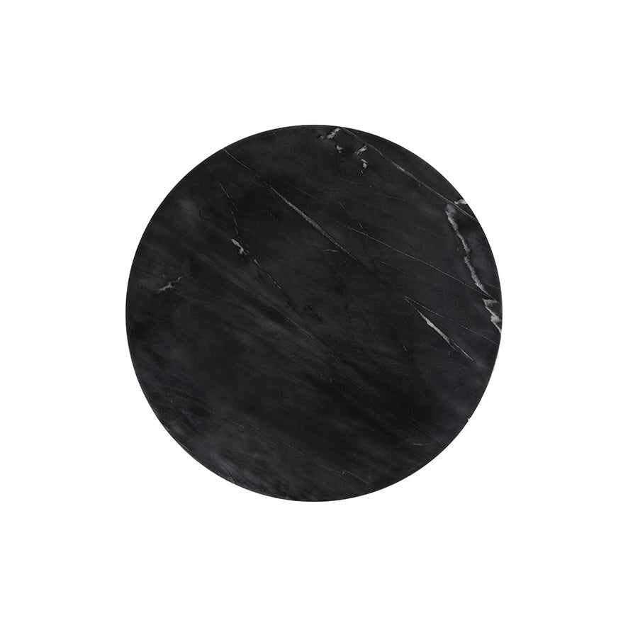 Bijzettafel marmer Black Ø50, H50, Acacia Natural