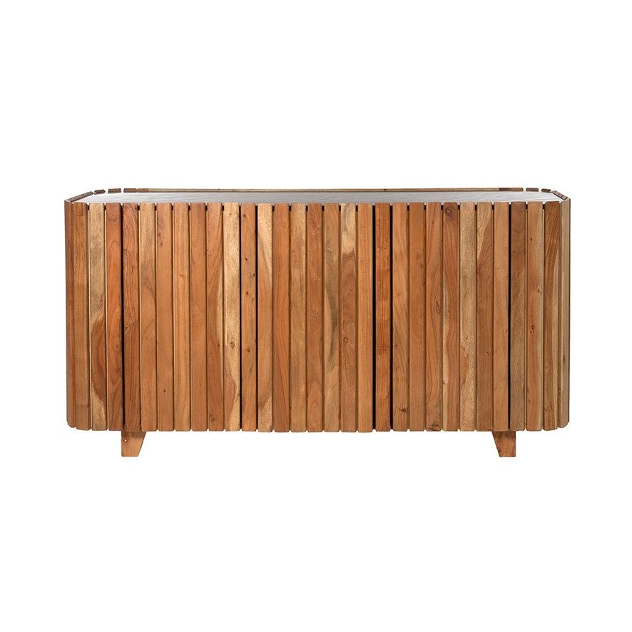 Dressoir marmer Black met 3 deuren, Acacia Natural