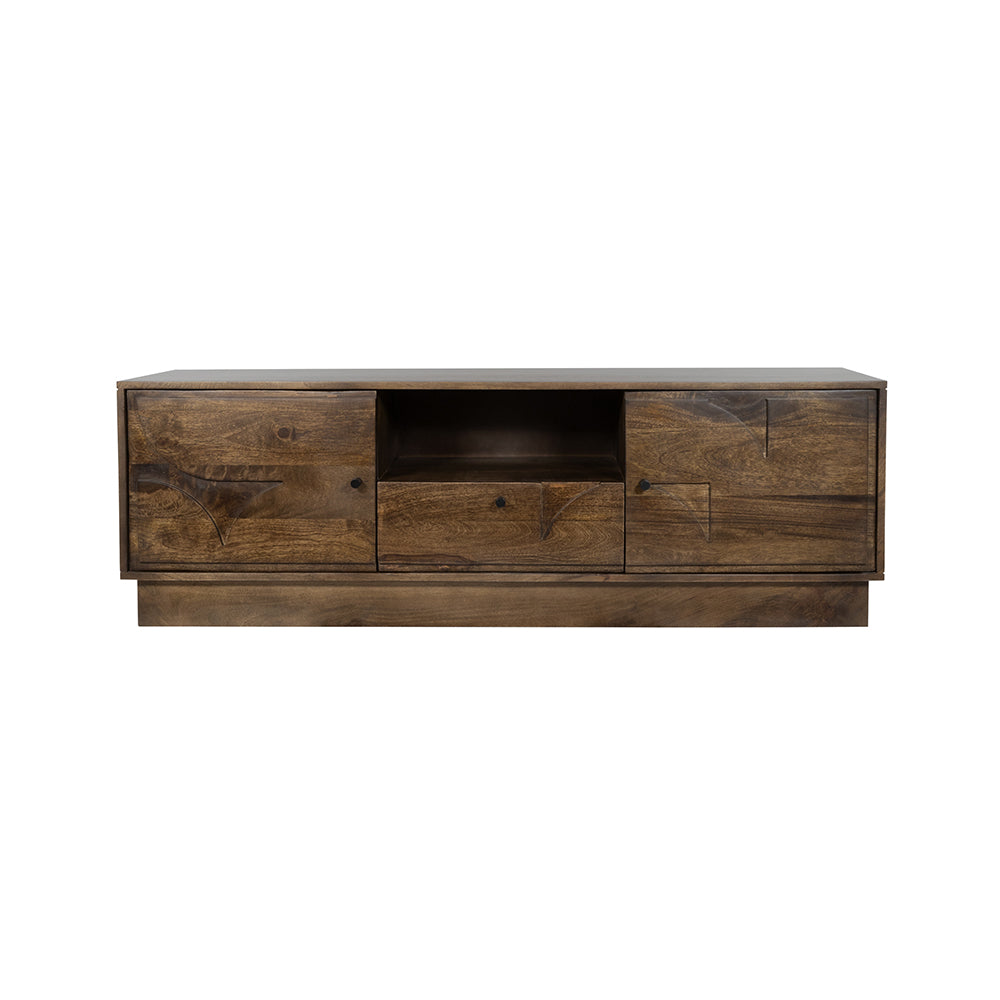 TV dressoir 150 met 2 deuren, 1 lade en 1 open vak, Dark Walnut