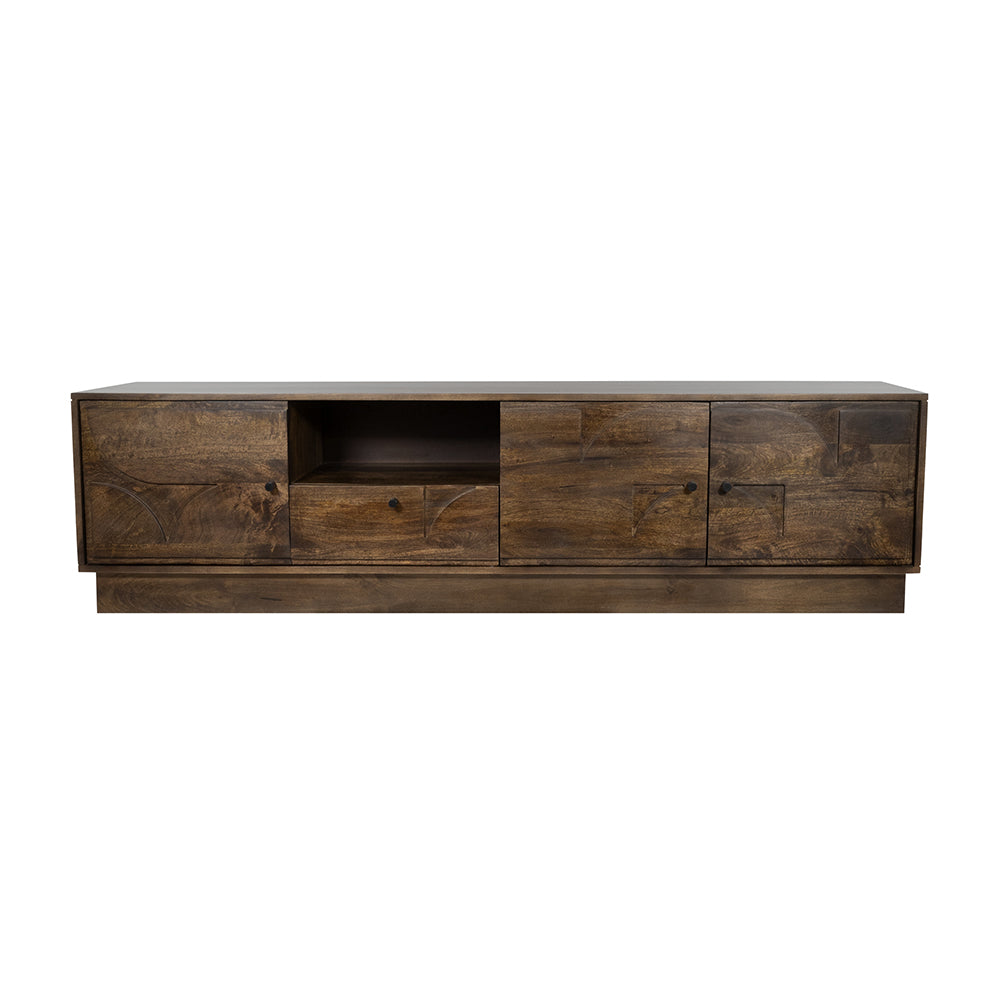 TV dressoir 190 met 3 deuren, 1 lade en 1 open vak, Dark Walnut