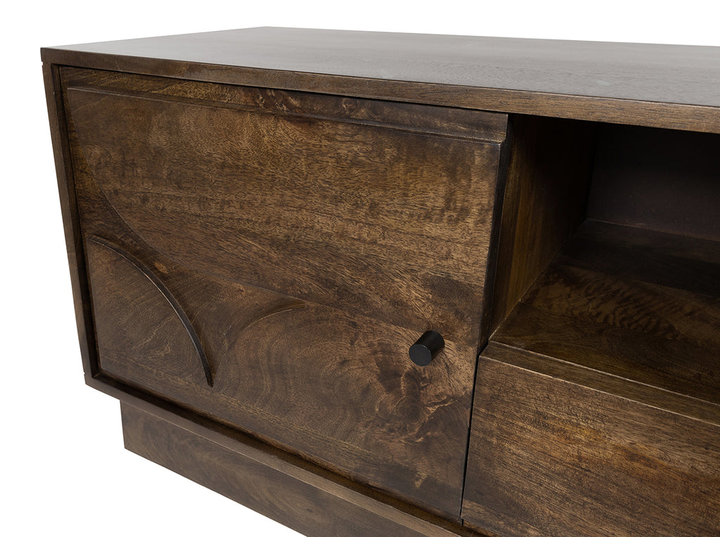 TV dressoir 190 met 3 deuren, 1 lade en 1 open vak, Dark Walnut