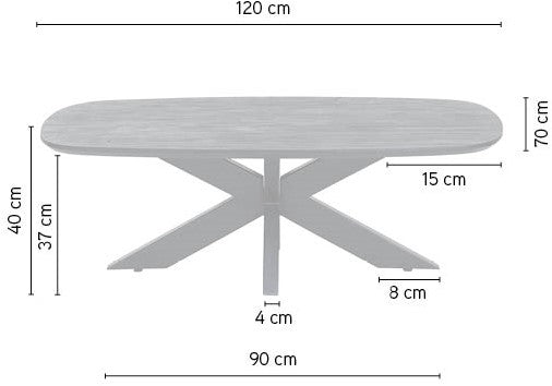 Salontafel deens ovaal 120, Acacia Black