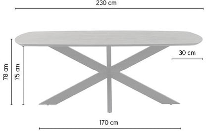 Eetkamertafel deens ovaal 230, Mango Ashblond