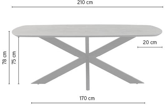 Eetkamertafel deens ovaal 210, Mango Smooth Natural