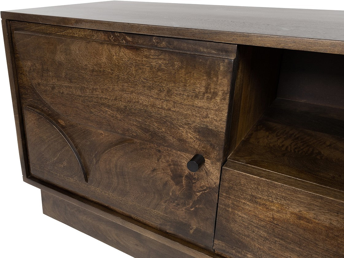 TV dressoir 150 met 2 deuren, 1 lade en 1 open vak, Dark Walnut