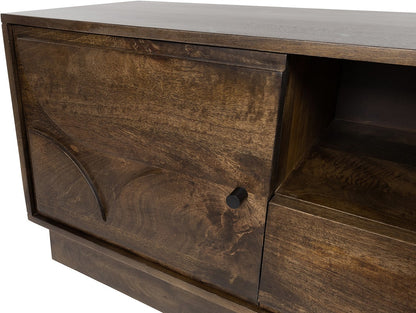 TV dressoir 150 met 2 deuren, 1 lade en 1 open vak, Dark Walnut