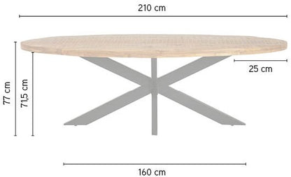 Eetkamertafel ovaal 210