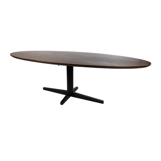 Scorpio eetkamertafel 220, ovaal, poot Black, Mango Brown Walnut