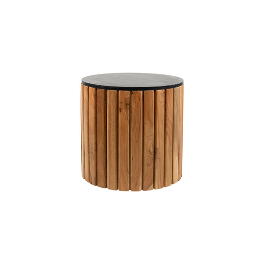 Bijzettafel marmer Black Ø50, H50, Acacia Natural