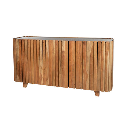 Dressoir marmer Black met 3 deuren, Acacia Natural