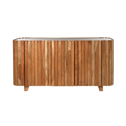 Dressoir marmer Black met 3 deuren, Acacia Natural