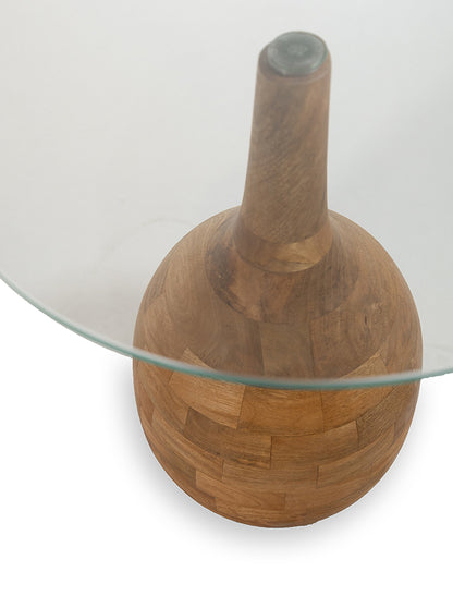 Stella salontafel Ø40, H50, Smooth Natural, Clear glass