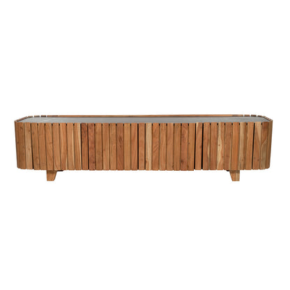 TV dressoir marmer Black 190 met 3 deuren, Acacia Natural