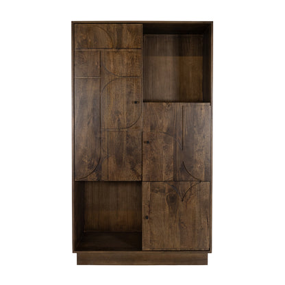 Wandkast 180 met 3 deuren en 2 open vakken, Dark Walnut